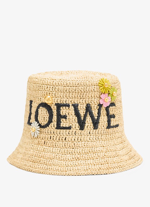 LOEWE Flower tasbedel van kalfsleer - detail 3 groen