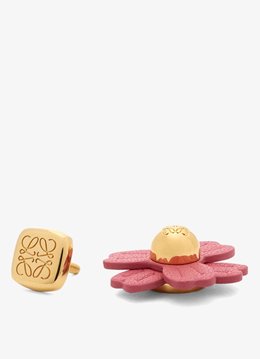 LOEWE Flower tasbedel van kalfsleer - detail 4 roze