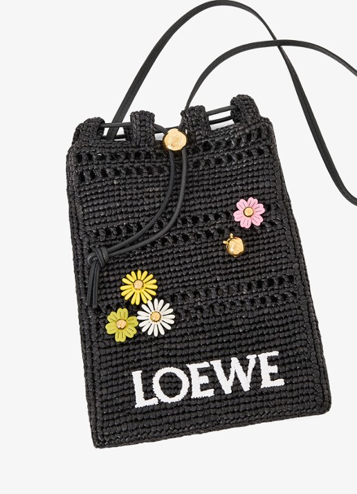LOEWE Flower tasbedel van kalfsleer - detail 6 roze