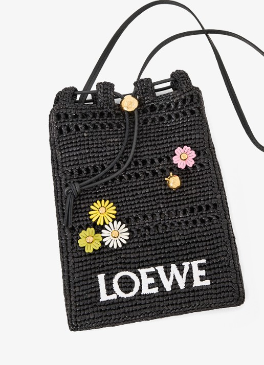 LOEWE Flower tasbedel van kalfsleer - detail 6 wit