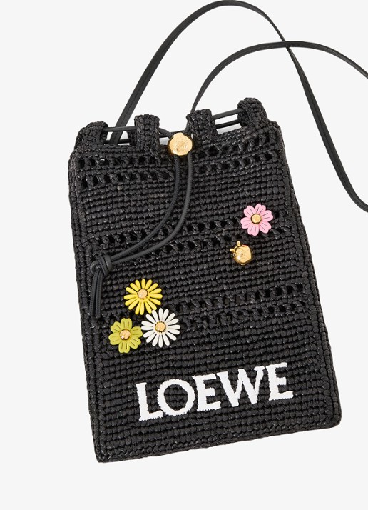 LOEWE Flower tasbedel van kalfsleer - detail 4 geel