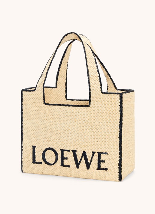 LOEWE Font Large shopper van raffia met logo - achterkant 8 beige