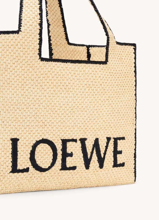 LOEWE Font Large shopper van raffia met logo - detail 6 beige