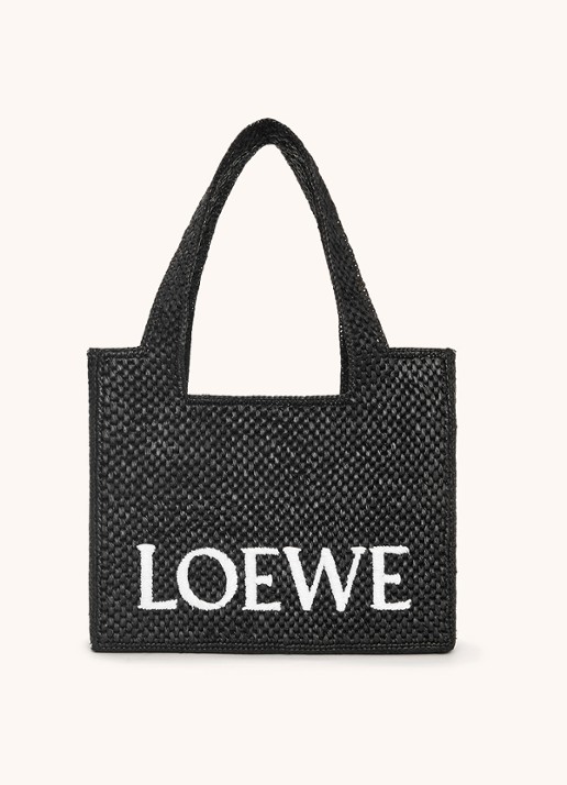 LOEWE Font Medium shopper van raffia met afneembare schouderriem