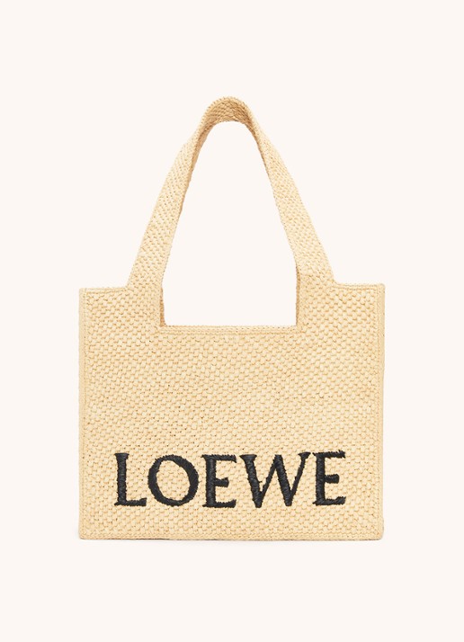 LOEWE Font Medium shopper van raffia met afneembare schouderriem