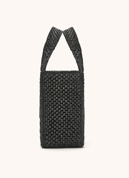 LOEWE Font Small shopper van raffia met afneembare schouderriem - detail 4 zwart