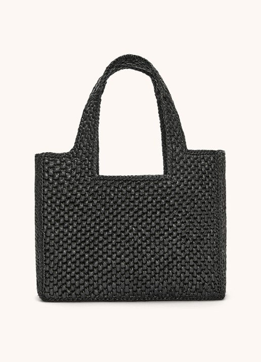 LOEWE Font Small shopper van raffia met afneembare schouderriem - detail 5 zwart