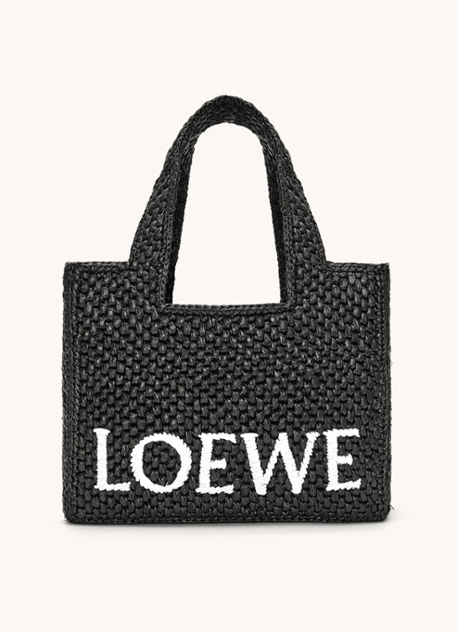 LOEWE Font Small shopper van raffia met afneembare schouderriem