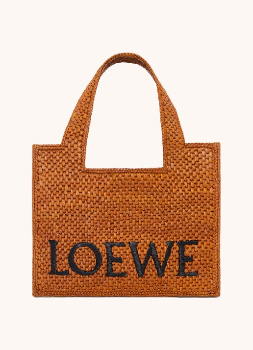 LOEWE Font Small shopper van raffia met afneembare schouderriem