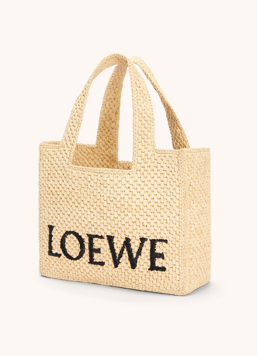 LOEWE Font Small shopper van raffia - achterkant 3 beige
