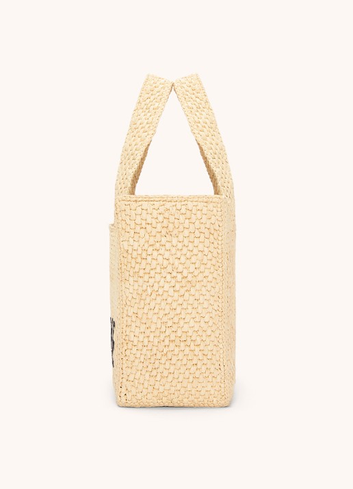 LOEWE Font Small shopper van raffia - detail 4 beige