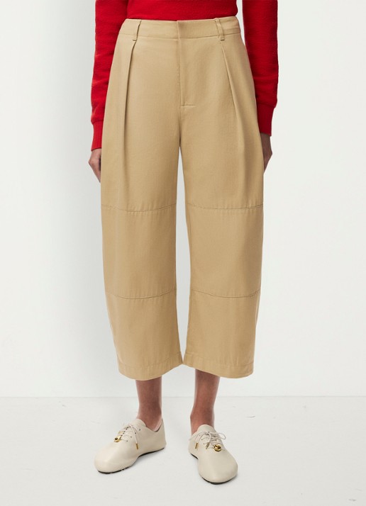 LOEWE High waist balloon fit cropped pantalon met steekzakken - detail 2 beige