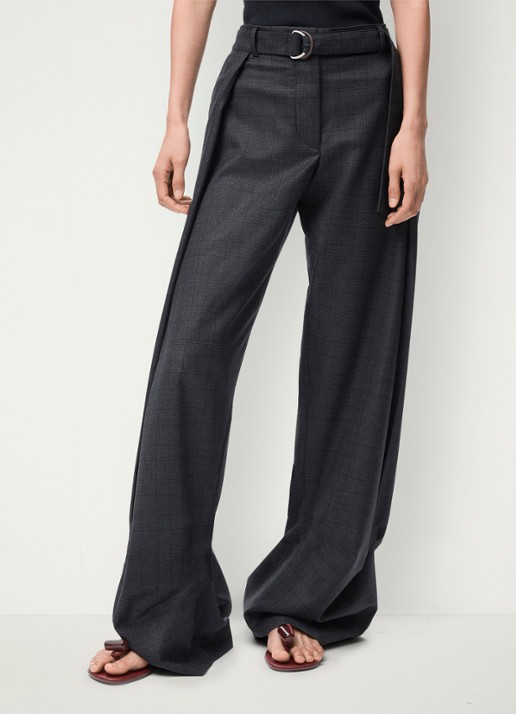 LOEWE High waist loose fit pantalon van wol met ceintuur