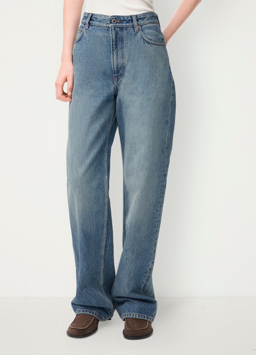 LOEWE High waist straight leg jeans met medium wassingg
