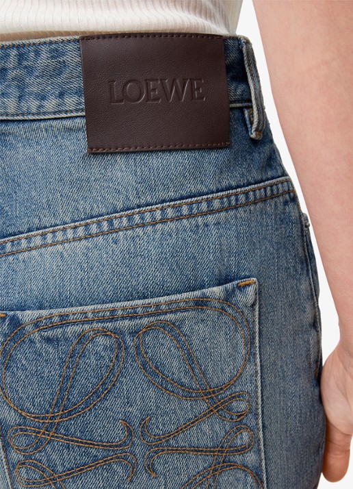 LOEWE High waist straight leg jeans met medium wassingg - detail 2 indigo