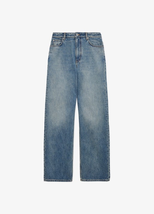 LOEWE High waist straight leg jeans met medium wassingg - voorkant 3 indigo