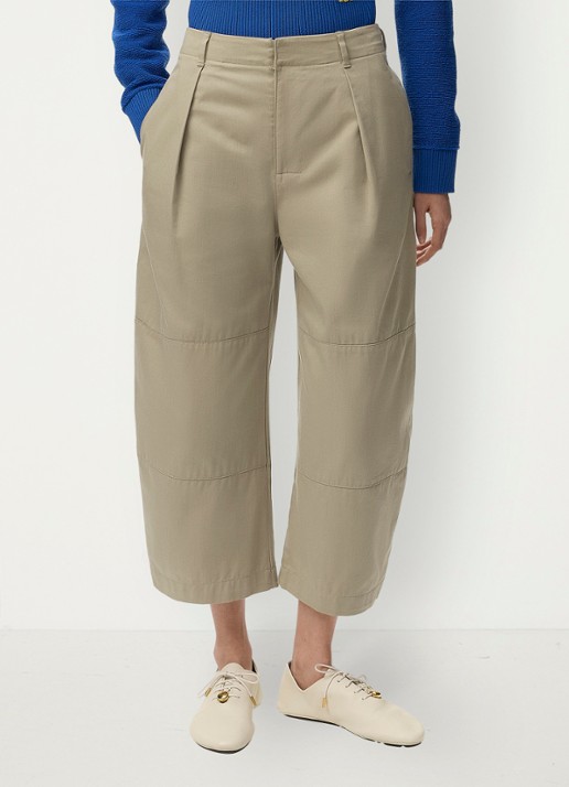 LOEWE High waist wide fit cropped broek met plooidetail