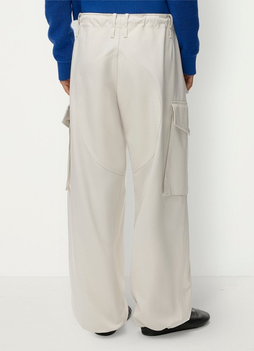 LOEWE High waist wide leg jeans met klepzakken - achterkant gebroken wit