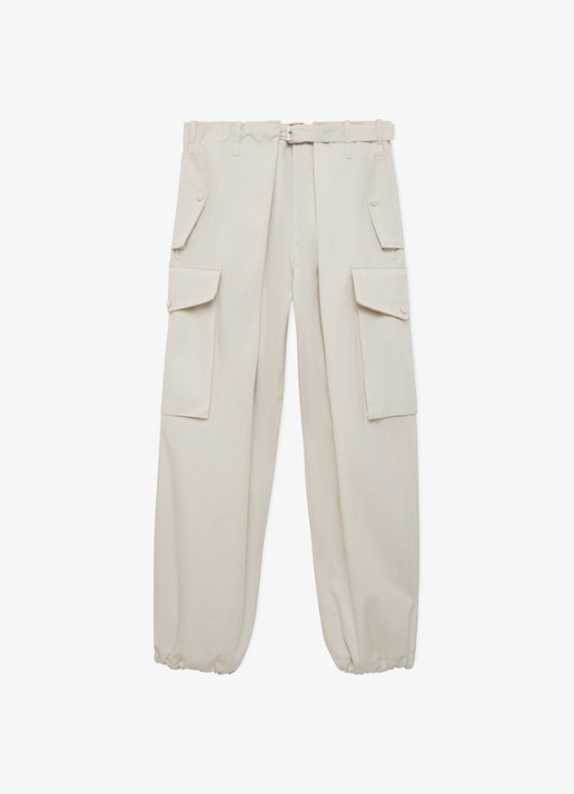 LOEWE High waist wide leg jeans met klepzakken - voorkant 4 gebroken wit