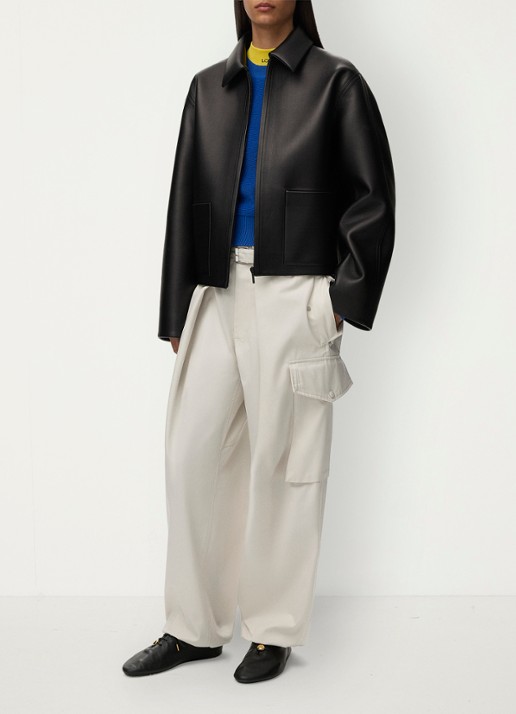 LOEWE High waist wide leg jeans met klepzakken - voorkant 5 gebroken wit
