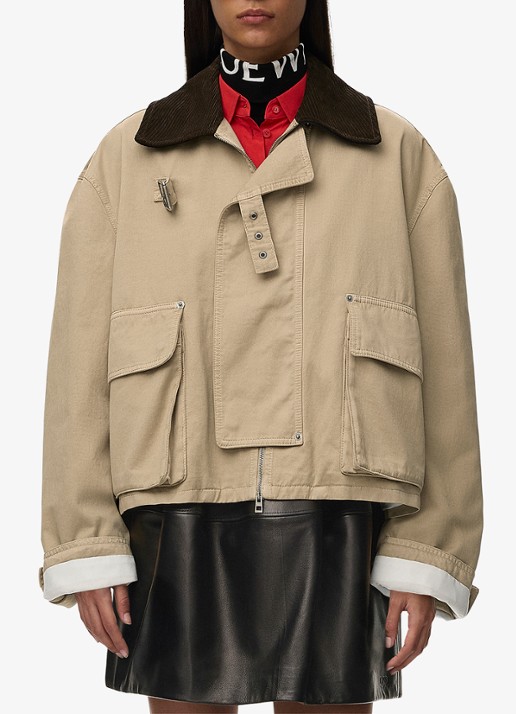 LOEWE Jack met details van corduroy en opgestikte zakken