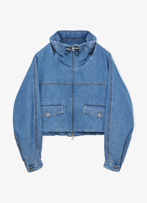 LOEWE Jack van denim met opstaande kraag - voorkant 2 indigo