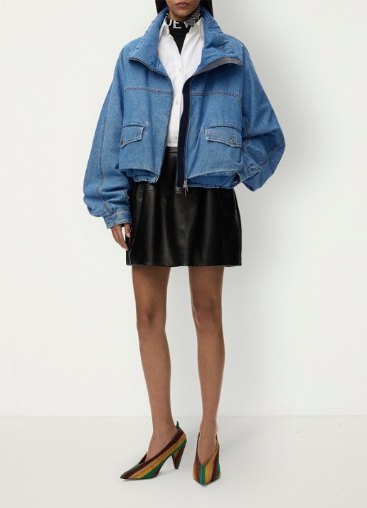 LOEWE Jack van denim met opstaande kraag - voorkant 3 indigo