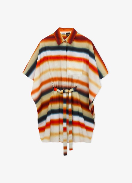 LOEWE Kaftan met streepprint en strikceintuur - voorkant 3 orange