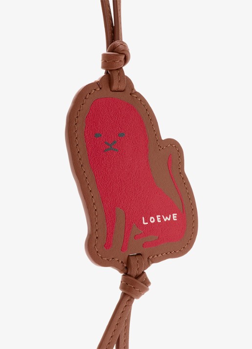 LOEWE Lion tasbedel van kalfsleer - voorkant 3 bruin