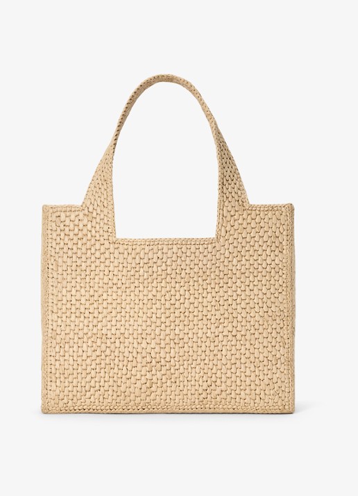 LOEWE Loewe Font Artichoke Small handtas van raffia met logo - achterkant 7 beige