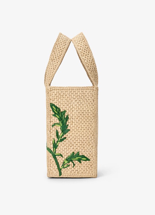 LOEWE Loewe Font Artichoke Small handtas van raffia met logo - detail 3 beige