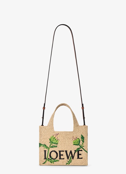 LOEWE Loewe Font Artichoke Small handtas van raffia met logo - detail 4 beige