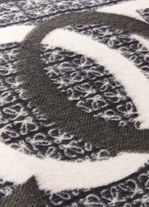 LOEWE Love sjaal in kasjmierblend met logo 180 x 30 cm - detail 2 donkerblauw