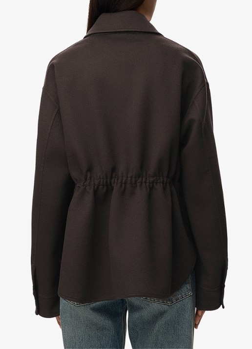 LOEWE Mantel in kasjmierblend met detail van leer - achterkant 4 donkerbruin