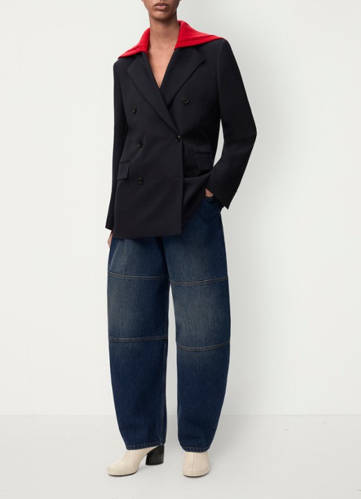 LOEWE Mid waist balloon jeans met donkere wassing - voorkant 2 donkerblauw