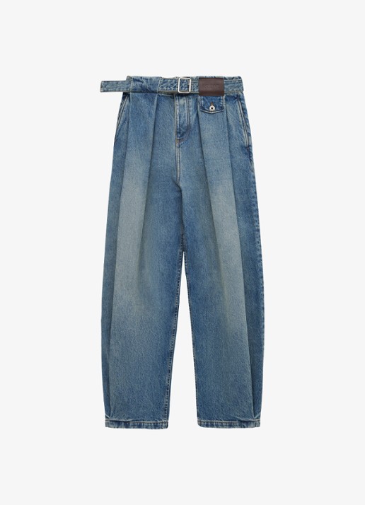 LOEWE Mid waist loose fit jeans met ceintuur - voorkant indigo