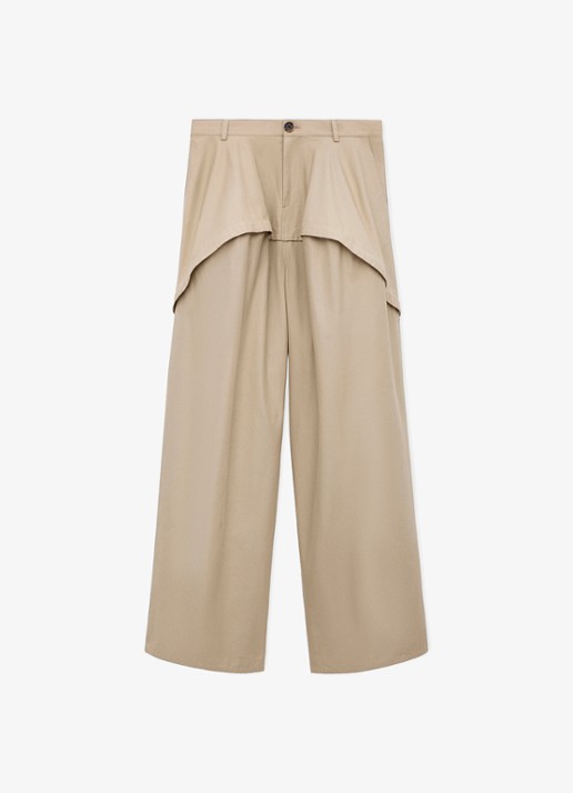 LOEWE Mid waist wide fit pantalon met steekzakken - voorkant 2 beige