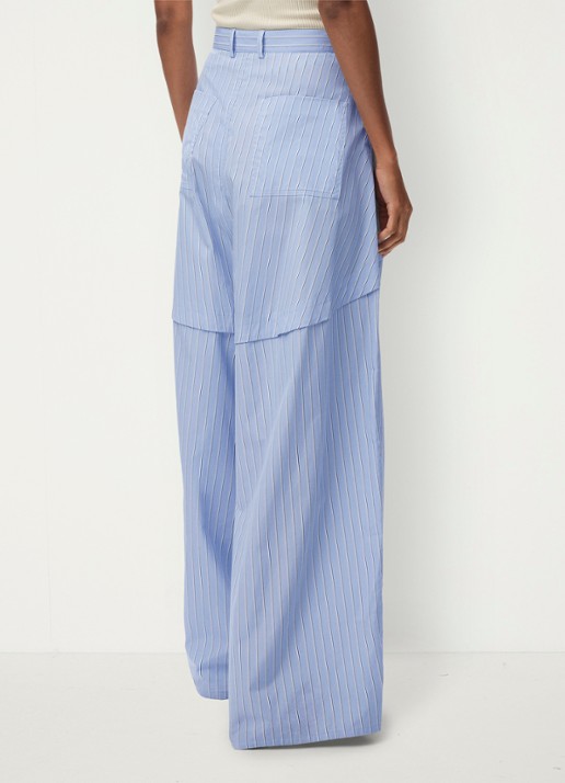LOEWE Mid waist wide fit pantalon met streepprint - achterkant 3 blauw