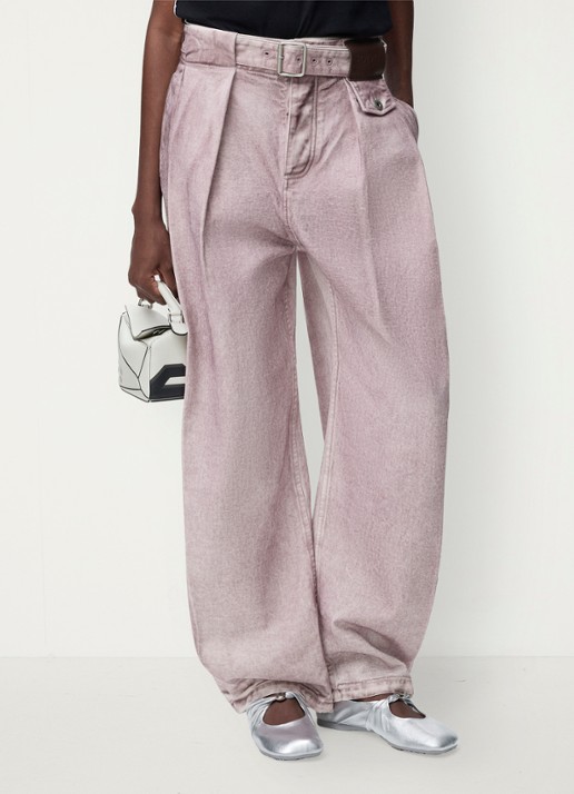 LOEWE Mid waist wide leg jeans met ceintuur en gekleurde wassing