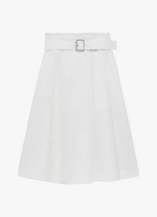 LOEWE Midi A-lijn rok met ceintuur en steekzakken - voorkant wit