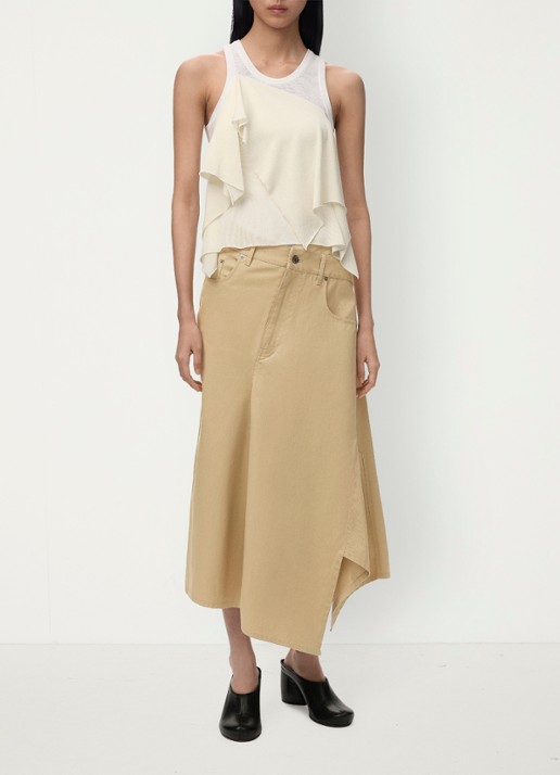 LOEWE Midi rok met asymmetrisch detail - voorkant 2 beige