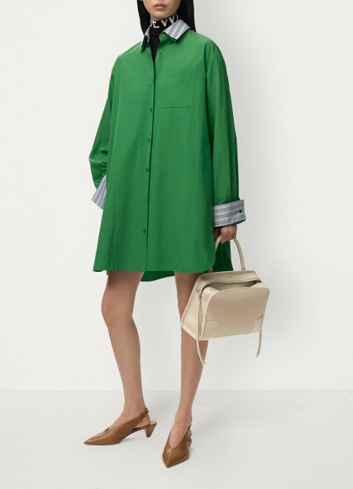 LOEWE Mini blousejurk met streepprint - detail 2 groen