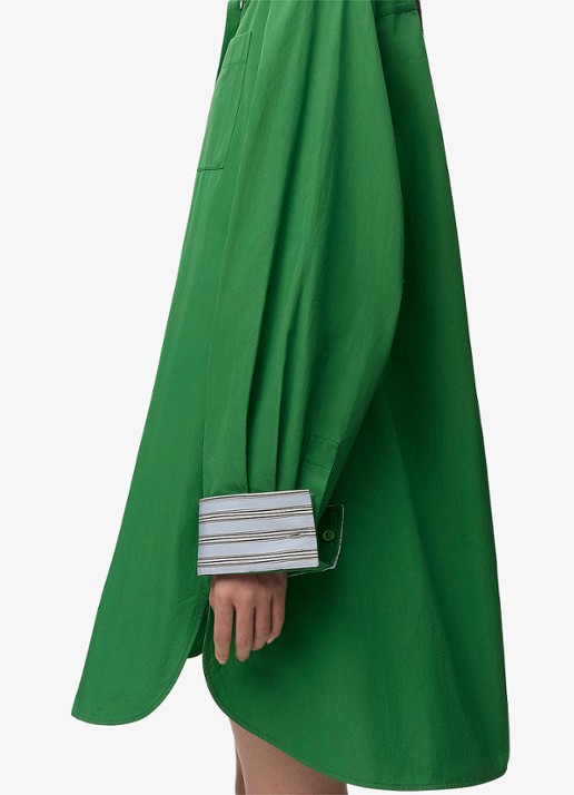 LOEWE Mini blousejurk met streepprint - detail 3 groen
