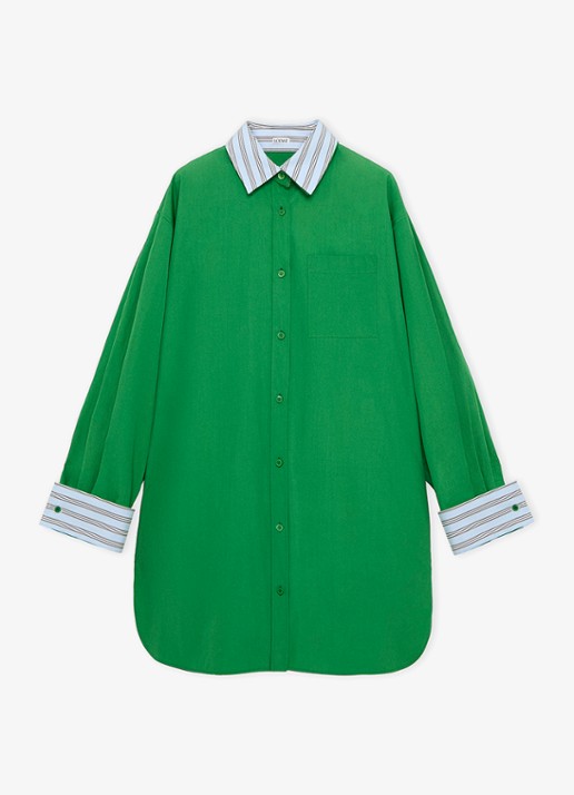 LOEWE Mini blousejurk met streepprint - voorkant groen