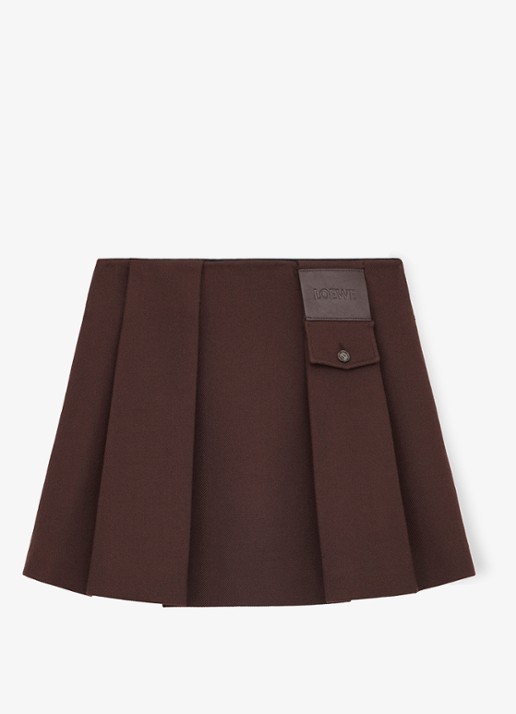 LOEWE Minirok in wolblend - voorkant 2 donkerbruin