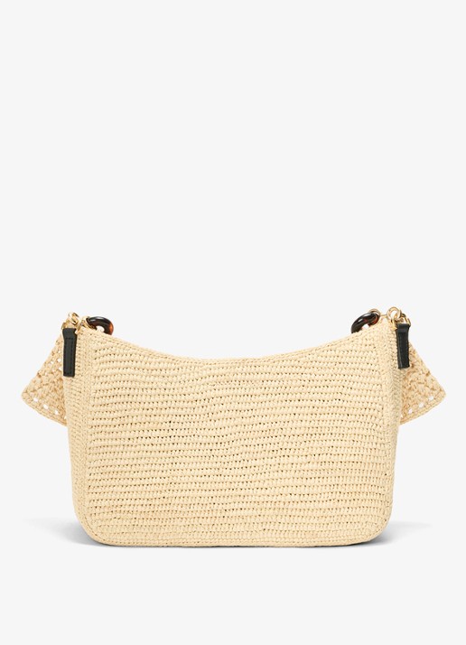 LOEWE Ola Medium schoudertas van raffia - achterkant 8 beige