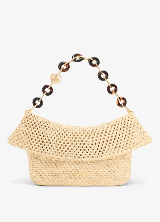 LOEWE Ola Medium schoudertas van raffia - detail 2 beige