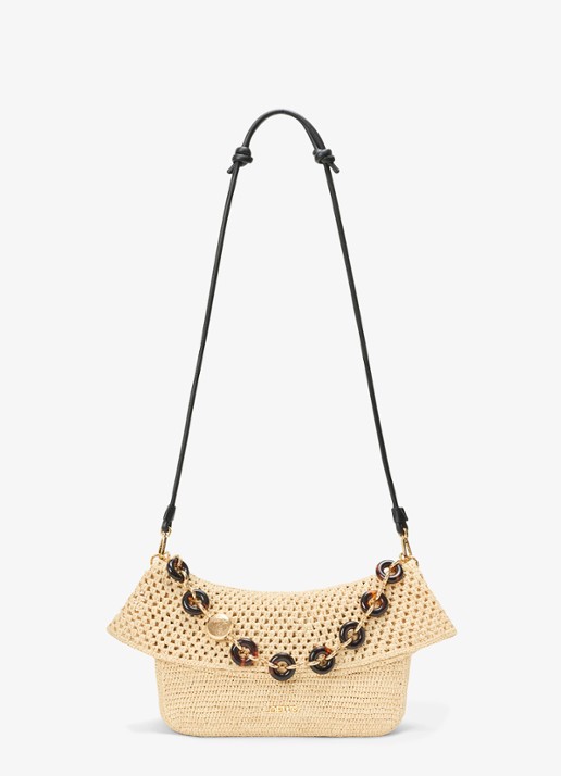 LOEWE Ola Medium schoudertas van raffia - detail 3 beige