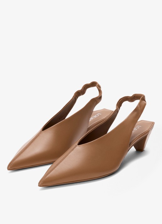LOEWE Origami Cubic slingback van lamsleer - voorkant 2 bruin
