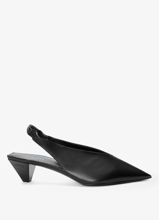 LOEWE Origami Cubic slingback van lamsleer - voorkant zwart